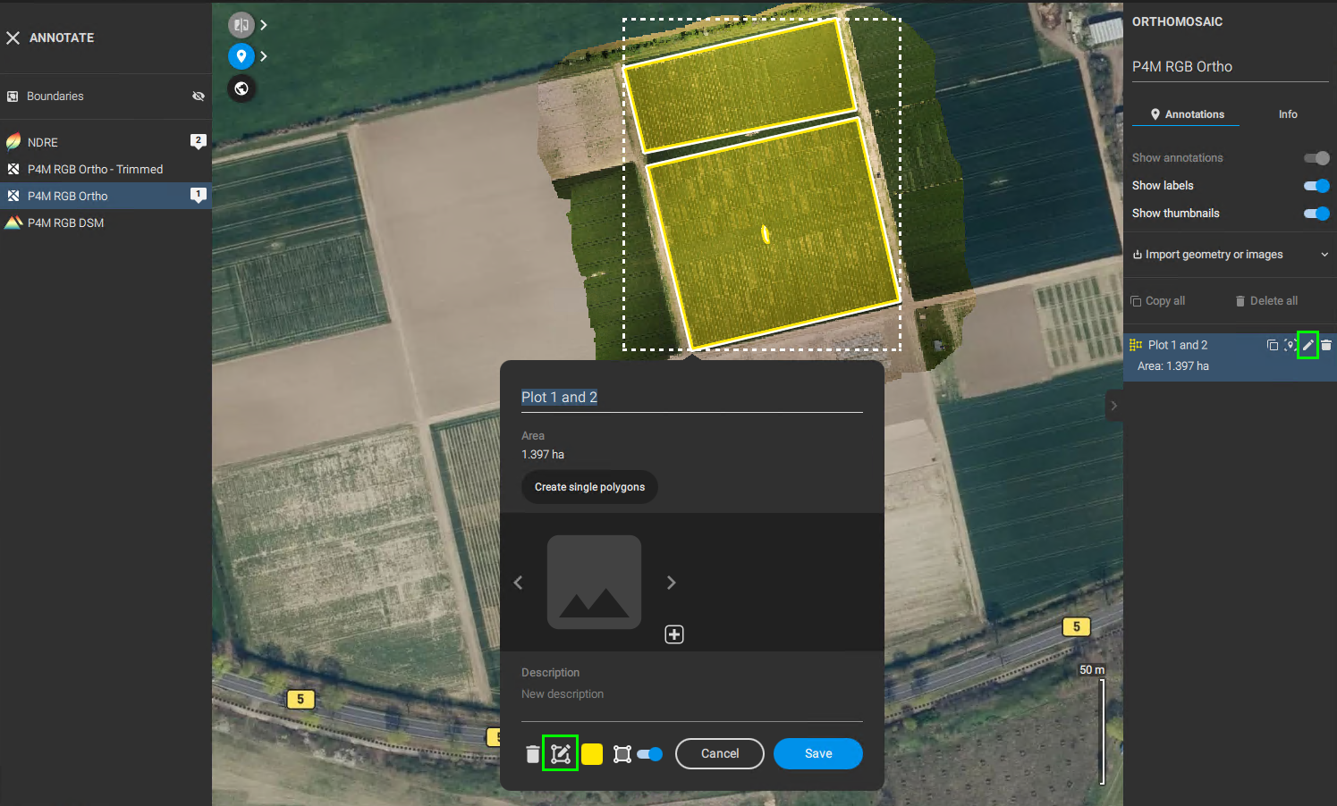 How to use annotations for trial plot operations - PIX4Dfields
